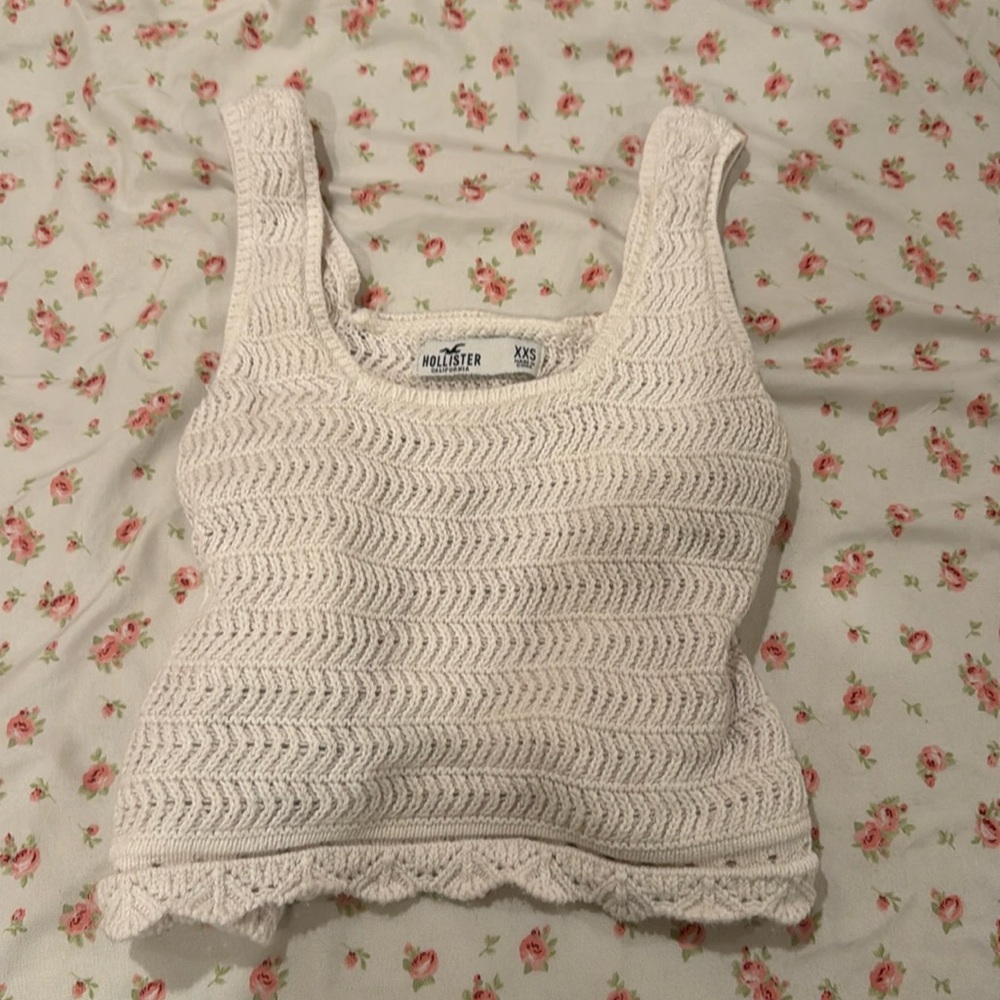 Holister White Crochet Top